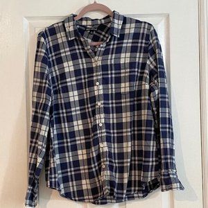 J. Crew Mercantile Navy & White Button Down, L